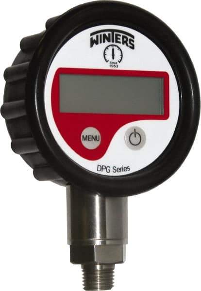 Winters - 2-1/2" Dial, 1/4 Thread, 30-0-100 Scale Range, Pressure Gauge - Lower Connection Mount, Accurate to 0.01% of Scale - Industrial Tool & Supply