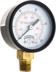 Winters - 2" Dial, 1/4 Thread, 0-100 Scale Range, Pressure Gauge - Lower Connection Mount, Accurate to 3-2-3% of Scale - Industrial Tool & Supply