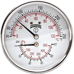 Winters - 3" Dial, 1/2 Thread, 0-75 Scale Range, Pressure Gauge - Center Back Connection Mount, Accurate to 0.03% of Scale - Industrial Tool & Supply