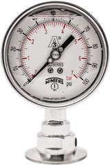 Winters - 4" Dial, 2 Thread, 0-100 Scale Range, Pressure Gauge - Lower Connection Mount, Accurate to 0.01% of Scale - Industrial Tool & Supply