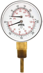Winters - 3" Dial, 1/2 Thread, 0-250 Scale Range, Pressure Gauge - Lower Connection Mount, Accurate to 0.03% of Scale - Industrial Tool & Supply