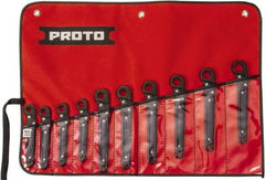 Proto - 10 Piece, 10mm to 19mm, 12 Point Ratcheting Flare Nut Set - Metric Measurement Standard, Black Oxide Finish - Industrial Tool & Supply