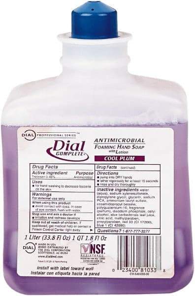 Dial - 1 L Bottle Foam Soap - Purple, Plum Scent - Industrial Tool & Supply