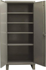 Durham - 4 Shelf Locking Storage Cabinet - Steel, 36" Wide x 18" Deep x 78" High, Gray - Industrial Tool & Supply