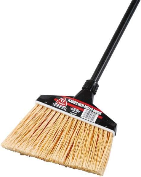 O-Cedar - 13" Wide, Synthetic Bristles, 51" Vinyl-Coated Metal Handle, Angled Broom - Flagged - Industrial Tool & Supply