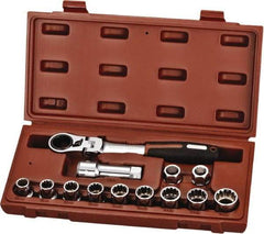 Paramount - 13 Piece 3/4" Drive Deep Well Socket Set - 12 Points, 10mm to 19mm Range, Metric Measurement Standard - Industrial Tool & Supply