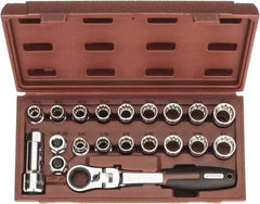Paramount - 20 Piece 3/4" Drive Deep Well Socket Set - 12 Points, 3/8" to 3/4" (10mm to 19mm) Range, Inch/Metric Measurement Standard - Industrial Tool & Supply