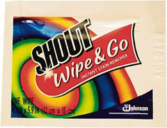 Shout - Pre-Moistened General Purpose Wipes - Packet, 4-3/4" x 5-7/8" Sheet Size, White - Industrial Tool & Supply