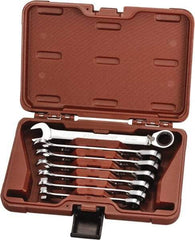 Paramount - 7 Piece, 10mm to 18mm, 12 Point Reversible Ratcheting Combination Wrench Set - Metric Measurement Standard, Full Polish Chrome Finish, Comes in Blow Molded Case - Industrial Tool & Supply