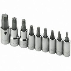 SK - 9 Piece 1/4 & 3/8" Drive Torx Bit Socket Set - Industrial Tool & Supply