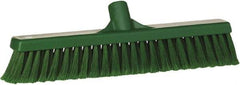 Vikan - 16" Fine Particle Synthetic Push Broom - 2" Bristle Length, Plastic Block, European Threaded Handle Connection - Industrial Tool & Supply