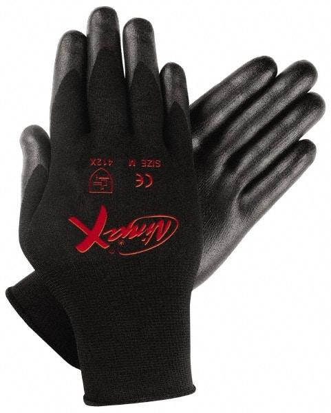 MCR Safety - Size M (8) Nitrile Coated Nylon General Protection Work Gloves - For General Purpose, Palm & Fingers Coated, Knit Wrist Cuff, Full Fingered, Black, Paired - Industrial Tool & Supply