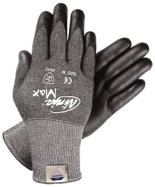 MCR Safety - Size XL (10), ANSI Cut Lvl 3, Nitrile Coated Dyneema/Lycra Cut Resistant Gloves - Palm & Fingers Coated, Knit Wrist, Gray/Black, Paired - Industrial Tool & Supply