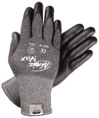 MCR Safety - Size XL (10), ANSI Cut Lvl 3, Nitrile Coated Dyneema/Lycra Cut Resistant Gloves - Palm & Fingers Coated, Knit Wrist, Gray/Black, Paired - Industrial Tool & Supply