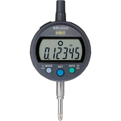 Mitutoyo - 0 to 1/2" Range, 0.00005" Graduation, Electronic Drop Inidicator - Flat Back, 0.00012" Accuracy, LCD Display, Inch & Metric - Industrial Tool & Supply