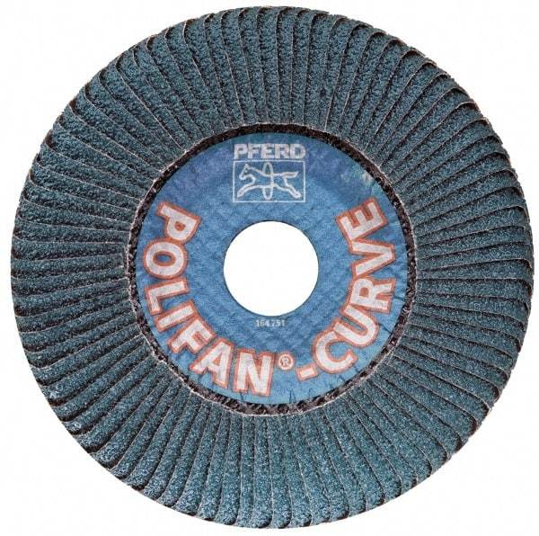 PFERD - 60 Grit, 5" Disc Diam, 5/8-11 Center Hole, Type 27 Ceramic Flap Disc - 12,200 Max RPM, Fiberglass Backing, Arbor Attaching System, Coated - Industrial Tool & Supply