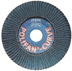 PFERD - 60 Grit, 5" Disc Diam, 7/8" Center Hole, Type 27 Ceramic Flap Disc - 12,200 Max RPM, Fiberglass Backing, Arbor Attaching System, Coated - Industrial Tool & Supply