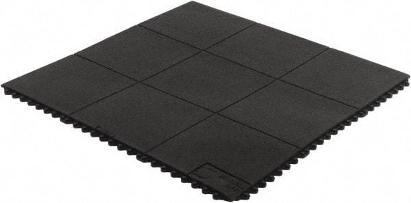 Wearwell - 3' Long x 3' Wide, Dry/Wet Environment, Anti-Fatigue Matting - Black, CFR Rubber with CFR Rubber Base, Straight - Industrial Tool & Supply