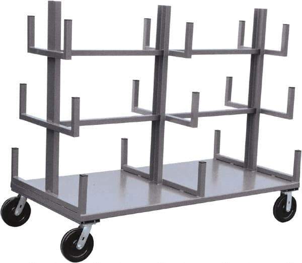 Jamco - 4,000 Lb Capacity Bar & Pipe Truck - Steel Deck, 48" OAW, 11" Platform Height, Phenolic Casters - Industrial Tool & Supply
