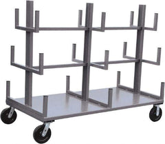 Jamco - 4,000 Lb Capacity Bar & Pipe Truck - Steel Deck, 48" OAW, 11" Platform Height, Phenolic Casters - Industrial Tool & Supply
