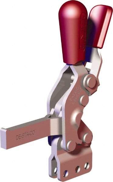 De-Sta-Co - 607 Lb Holding Capacity, Vertical Handle, Manual Hold Down Toggle Clamp - 66° Handle Movement, 75° Bar Opening, Solid Bar, Straight Base, Carbon Steel - Industrial Tool & Supply