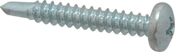 Value Collection - #10, Pan Head, Phillips Drive, 1-1/4" Length Under Head, #3 Point, Self Drilling Screw - Grade 1016-1024 Steel, Zinc-Plated Finish - Industrial Tool & Supply
