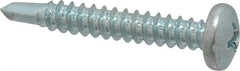 Value Collection - #10, Pan Head, Phillips Drive, 1-1/4" Length Under Head, #3 Point, Self Drilling Screw - Grade 1016-1024 Steel, Zinc-Plated Finish - Industrial Tool & Supply