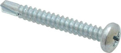 Value Collection - #10, Pan Head, Phillips Drive, 1-1/2" Length Under Head, #2 Point, Self Drilling Screw - Grade 1016-1024 Steel, Zinc-Plated Finish - Industrial Tool & Supply