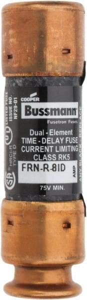 Cooper Bussmann - 125 VDC, 250 VAC, 8 Amp, Time Delay General Purpose Fuse - Fuse Holder Mount, 50.8mm OAL, 20 at DC, 200 (RMS) kA Rating, 14.3mm Diam - Industrial Tool & Supply