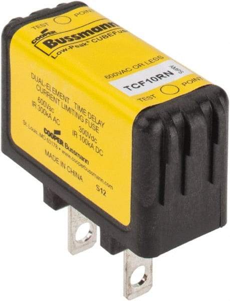 Cooper Bussmann - 300 VDC & 600 VAC, 10 Amp, Time Delay General Purpose Fuse - Plug-in Mount, 47.75mm OAL, 100 at DC, 200 (CSA RMS), 300 (UL RMS) kA Rating - Industrial Tool & Supply