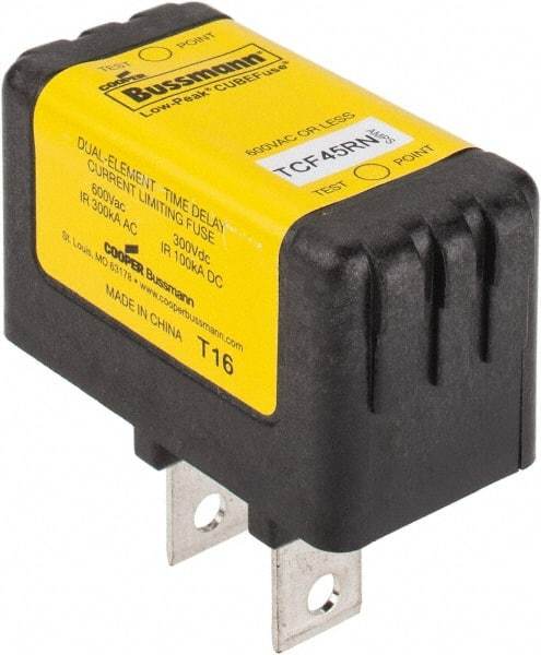 Cooper Bussmann - 300 VDC, 600 VAC, 45 Amp, Time Delay General Purpose Fuse - Plug-in Mount, 54.1mm OAL, 100 at DC, 200 (CSA RMS), 300 (UL RMS) kA Rating - Industrial Tool & Supply