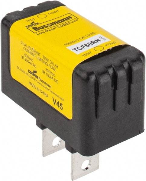 Cooper Bussmann - 300 VDC, 600 VAC, 60 Amp, Time Delay General Purpose Fuse - Plug-in Mount, 76.45mm OAL, 100 at DC, 200 (CSA RMS), 300 (UL RMS) kA Rating - Industrial Tool & Supply