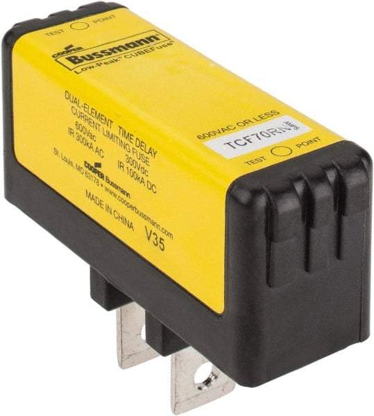 Cooper Bussmann - 300 VDC, 600 VAC, 70 Amp, Time Delay General Purpose Fuse - Plug-in Mount, 76.45mm OAL, 100 at DC, 200 (CSA RMS), 300 (UL RMS) kA Rating - Industrial Tool & Supply