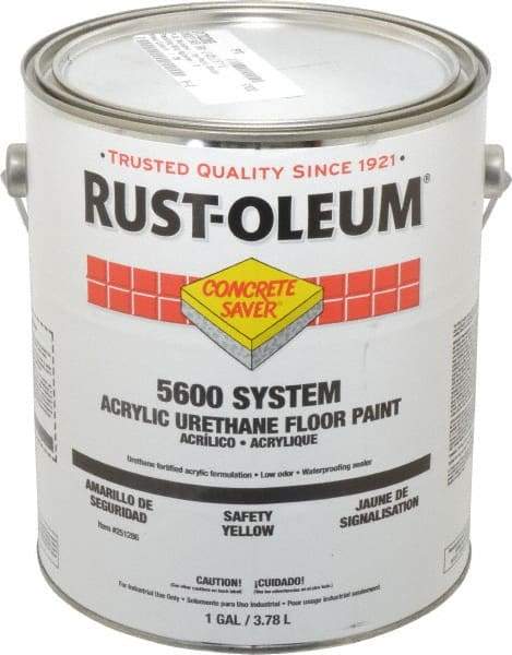 Rust-Oleum - 1 Gal Can Satin Safety Yellow Floor Coating - <100 g/L VOC Content - Industrial Tool & Supply