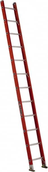 Louisville - 12' High, Type IA Rating, Fiberglass Single Ladder - Industrial Tool & Supply