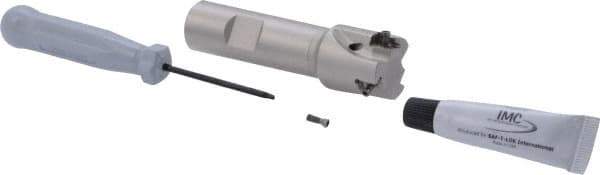 Iscar - 1" Cut Diam, 0.315" Max Depth of Cut, 3/4" Shank Diam, 3.38" OAL, Indexable Square Shoulder Helical End Mill - Weldon Shank, 90° Lead Angle, Through Coolant, Series Helitang - Industrial Tool & Supply