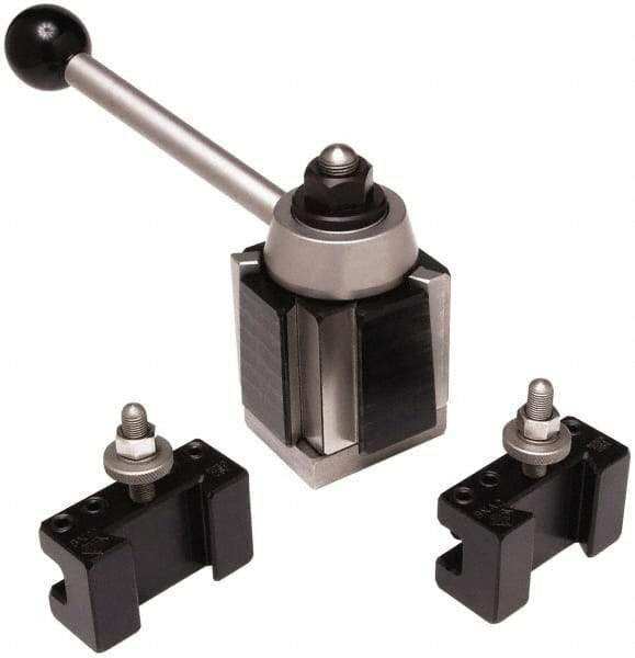 Aloris - Series CA Tool Post Holder & Set for 14 to 20" Lathe Swing - 3 Piece, Includes Style 1 Turning/Facing Holder, Style 2 Boring/Turning/Facing Holder, Tool Post, T-Nut - Exact Industrial Supply