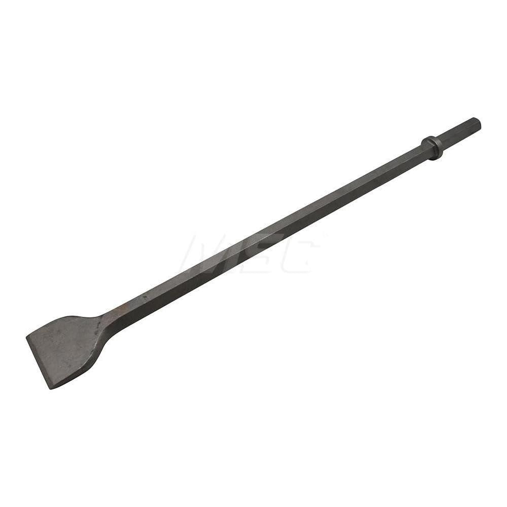 Hammer & Chipper Replacement Chisels; Type: Flat Chisel; Head Width (Decimal Inch): 3.0000; Shank Length: 24 in; Shank Diameter (Decimal Inch): 1.0000; Drive Type: Hex; Overall Length: 24.00; Shank Shape: Round; Material: Steel; For Use With: Ingersoll Ra