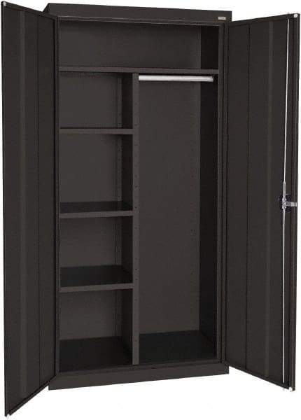 Sandusky Lee - 5 Shelf Combination Storage Cabinet - Steel, 46" Wide x 24" Deep x 72" High, Black - Industrial Tool & Supply