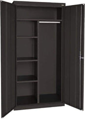Sandusky Lee - 5 Shelf Combination Storage Cabinet - Steel, 46" Wide x 24" Deep x 72" High, Black - Industrial Tool & Supply