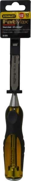 Stanley - 9" OAL x 1/2" Blade Width Wood Chisel - 1/2" Tip, Acetate & Rubber Grip Handle - Industrial Tool & Supply