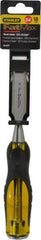 Stanley - 9" OAL x 3/4" Blade Width Wood Chisel - 3/4" Tip, Acetate & Rubber Grip Handle - Industrial Tool & Supply