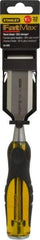 Stanley - 9" OAL x 1-1/4" Blade Width Wood Chisel - 1-1/4" Tip, Acetate & Rubber Grip Handle - Industrial Tool & Supply