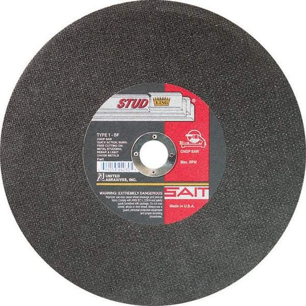 Sait - 12" Aluminum Oxide Cutoff Wheel - 3/32" Thick, 1" Arbor, 5,100 Max RPM, Use with Chop Saws - Industrial Tool & Supply