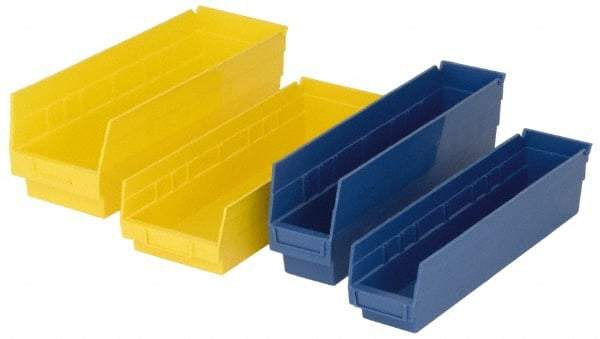 Quantum Storage - 50 Lb. Load Capacity, 23-5/8" Deep, Blue Polypropylene Hopper Shelf Bin - 6" High x 4-1/8" Wide x 23-5/8" Long - Industrial Tool & Supply