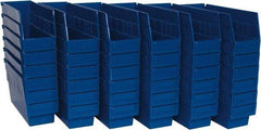 Quantum Storage - 50 Lb. Load Capacity, 11-5/8" Deep, Blue Polypropylene Hopper Shelf Bin - 6" High x 4-1/8" Wide x 11-5/8" Long - Industrial Tool & Supply