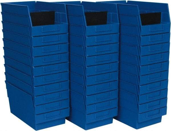 Quantum Storage - 50 Lb. Load Capacity, 11-5/8" Deep, Blue Polypropylene Hopper Shelf Bin - 6" High x 6-5/8" Wide x 11-5/8" Long - Industrial Tool & Supply
