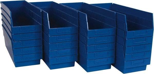 Quantum Storage - 50 Lb. Load Capacity, 17-7/8" Deep, Blue Polypropylene Hopper Shelf Bin - 6" High x 6-5/8" Wide x 17-7/8" Long - Industrial Tool & Supply