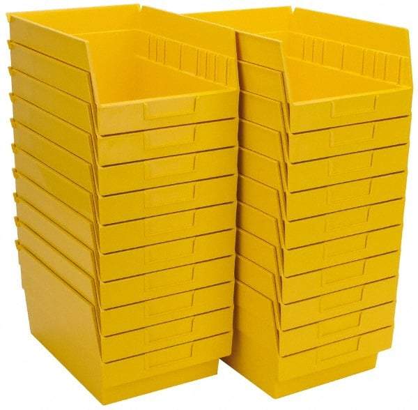 Quantum Storage - 50 Lb. Load Capacity, 11-5/8" Deep, Yellow Polypropylene Hopper Shelf Bin - 6" High x 8-3/8" Wide x 11-5/8" Long - Industrial Tool & Supply