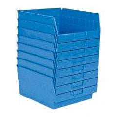 Quantum Storage - 50 Lb. Load Capacity, 11-5/8" Deep, Blue Polypropylene Hopper Shelf Bin - 6" High x 11-1/8" Wide x 11-5/8" Long - Industrial Tool & Supply